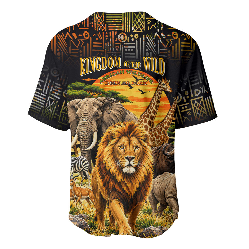 African Wildlife Heart Baseball Jersey Safari Sunset Lion Elephant Giraffe Tribal Pattern