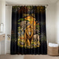 African Wildlife Heart Bathroom Set Safari Sunset Lion Elephant Giraffe Tribal Pattern