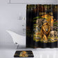 African Wildlife Heart Bathroom Set Safari Sunset Lion Elephant Giraffe Tribal Pattern