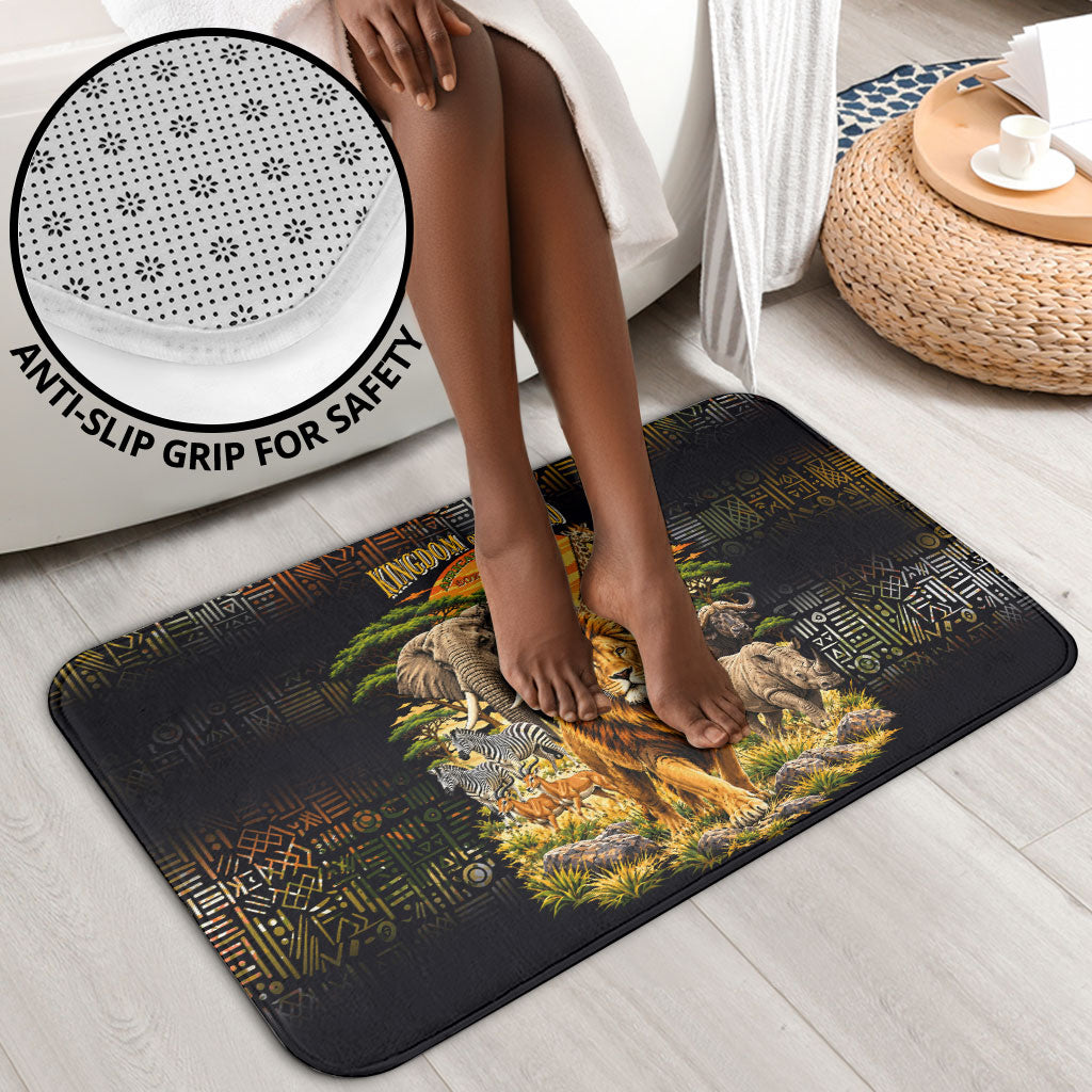 African Wildlife Heart Bathroom Set Safari Sunset Lion Elephant Giraffe Tribal Pattern