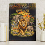 African Wildlife Heart Canvas Wall Art Safari Sunset Lion Elephant Giraffe Tribal Pattern