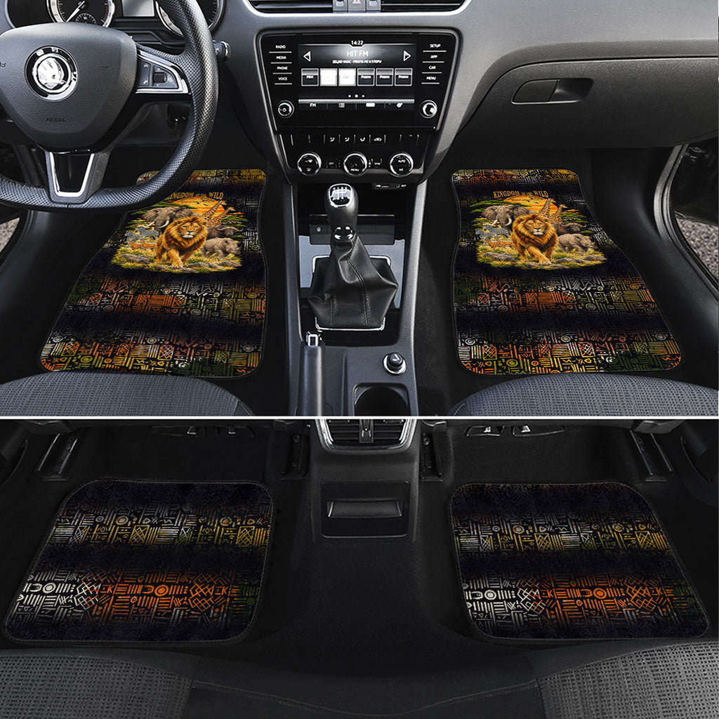 African Wildlife Heart Car Mats Safari Sunset Lion Elephant Giraffe Tribal Pattern