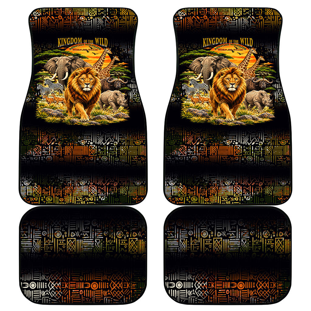 African Wildlife Heart Car Mats Safari Sunset Lion Elephant Giraffe Tribal Pattern