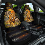 African Wildlife Heart Car Seat Cover Safari Sunset Lion Elephant Giraffe Tribal Pattern