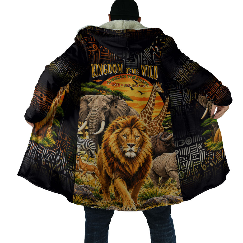 African Wildlife Heart Cloak Safari Sunset Lion Elephant Giraffe Tribal Pattern