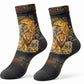 African Wildlife Heart Crew Socks Safari Sunset Lion Elephant Giraffe Tribal Pattern