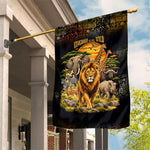 African Wildlife Heart Garden Flag Safari Sunset Lion Elephant Giraffe Tribal Pattern