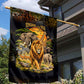 African Wildlife Heart Garden Flag Safari Sunset Lion Elephant Giraffe Tribal Pattern