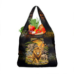 African Wildlife Heart Grocery Bag Safari Sunset Lion Elephant Giraffe Tribal Pattern