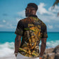 African Wildlife Heart Hawaiian Shirt Safari Sunset Lion Elephant Giraffe Tribal Pattern