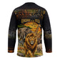 African Wildlife Heart Hockey Jersey Safari Sunset Lion Elephant Giraffe Tribal Pattern