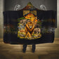African Wildlife Heart Hooded Blanket Safari Sunset Lion Elephant Giraffe Tribal Pattern