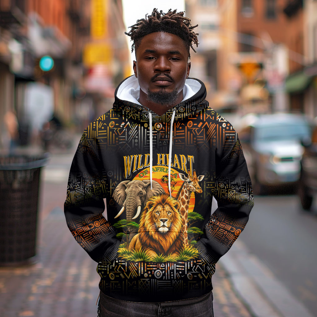 African Wildlife Heart Hoodie Safari Sunset Lion Elephant Giraffe ...