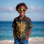 African Wildlife Heart Kid Hawaiian Shirt Safari Sunset Lion Elephant Giraffe Tribal Pattern