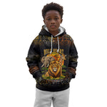 African Wildlife Heart Kid Hoodie Safari Sunset Lion Elephant Giraffe Tribal Pattern