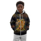 African Wildlife Heart Kid Hoodie Safari Sunset Lion Elephant Giraffe Tribal Pattern