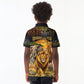 African Wildlife Heart Kid Polo Shirt Safari Sunset Lion Elephant Giraffe Tribal Pattern