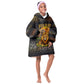 African Wildlife Heart Kid Wearable Blanket Hoodie Safari Sunset Lion Elephant Giraffe Tribal Pattern