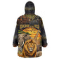 African Wildlife Heart Kid Wearable Blanket Hoodie Safari Sunset Lion Elephant Giraffe Tribal Pattern
