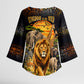 African Wildlife Heart Kimono Sleeve Blouse Safari Sunset Lion Elephant Giraffe Tribal Pattern