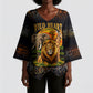 African Wildlife Heart Kimono Sleeve Blouse Safari Sunset Lion Elephant Giraffe Tribal Pattern