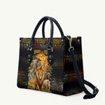 African Wildlife Heart Leather Bag Safari Sunset Lion Elephant Giraffe Tribal Pattern