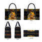 African Wildlife Heart Leather Bag Safari Sunset Lion Elephant Giraffe Tribal Pattern