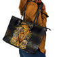 African Wildlife Heart Leather Tote Bag Safari Sunset Lion Elephant Giraffe Tribal Pattern
