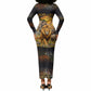 African Wildlife Heart Long Sleeve Bodycon Dress Safari Sunset Lion Elephant Giraffe Tribal Pattern