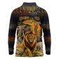 African Wildlife Heart Long Sleeve Polo Shirt Safari Sunset Lion Elephant Giraffe Tribal Pattern