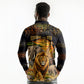 African Wildlife Heart Long Sleeve Polo Shirt Safari Sunset Lion Elephant Giraffe Tribal Pattern