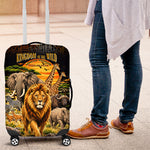 African Wildlife Heart Luggage Cover Safari Sunset Lion Elephant Giraffe Tribal Pattern