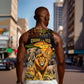 African Wildlife Heart Men Tank Top Safari Sunset Lion Elephant Giraffe Tribal Pattern