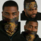 African Wildlife Heart Neck Gaiter Safari Sunset Lion Elephant Giraffe Tribal Pattern