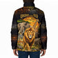 African Wildlife Heart Padded Jacket Safari Sunset Lion Elephant Giraffe Tribal Pattern