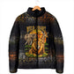 African Wildlife Heart Padded Jacket Safari Sunset Lion Elephant Giraffe Tribal Pattern
