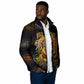 African Wildlife Heart Padded Jacket Safari Sunset Lion Elephant Giraffe Tribal Pattern