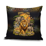 African Wildlife Heart Pillow Cover Safari Sunset Lion Elephant Giraffe Tribal Pattern