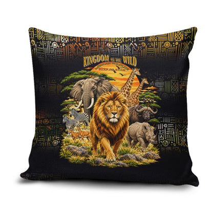 African Wildlife Heart Pillow Cover Safari Sunset Lion Elephant Giraffe Tribal Pattern