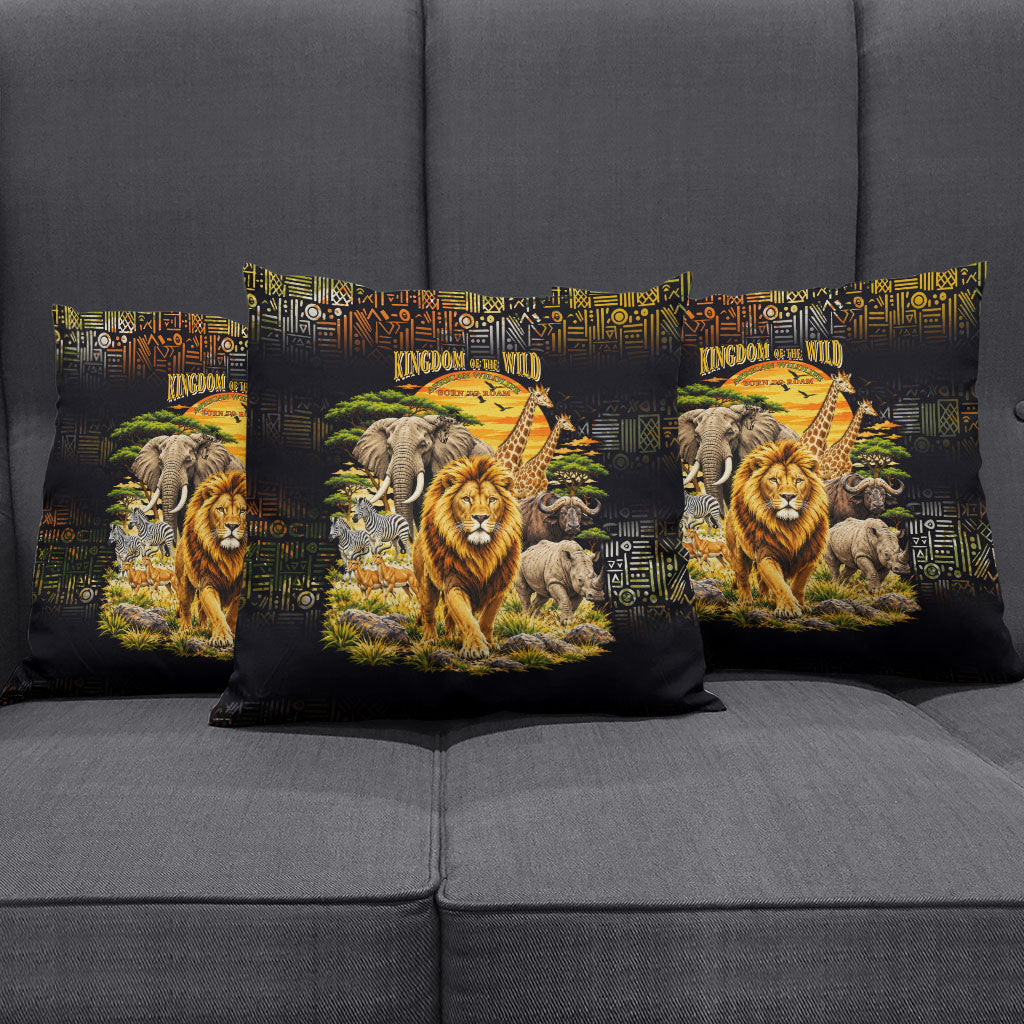 African Wildlife Heart Pillow Cover Safari Sunset Lion Elephant Giraffe Tribal Pattern