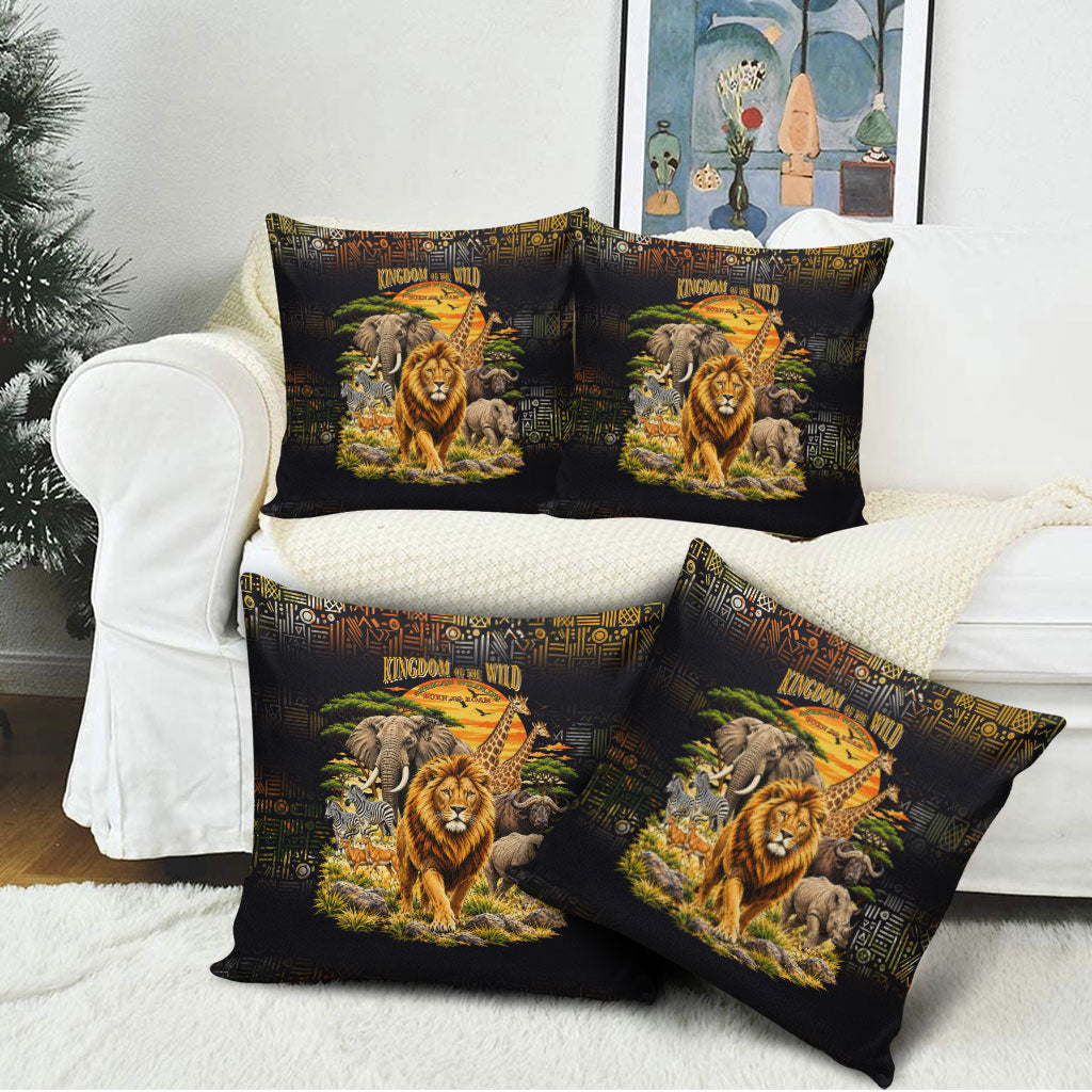 African Wildlife Heart Pillow Cover Safari Sunset Lion Elephant Giraffe Tribal Pattern