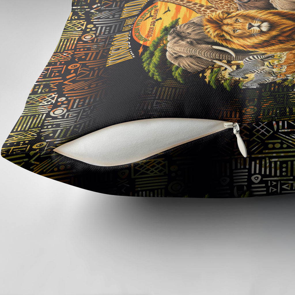African Wildlife Heart Pillow Cover Safari Sunset Lion Elephant Giraffe Tribal Pattern
