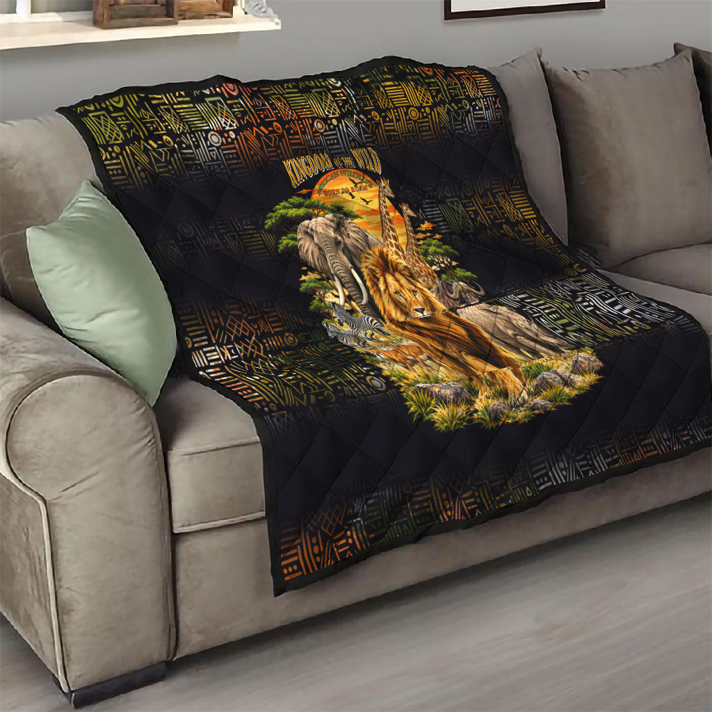 African Wildlife Heart Quilt Safari Sunset Lion Elephant Giraffe Tribal Pattern