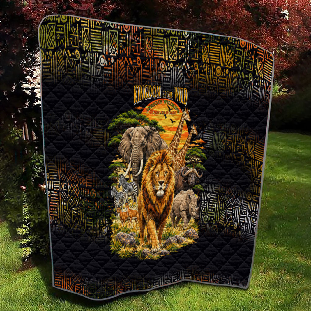 African Wildlife Heart Quilt Safari Sunset Lion Elephant Giraffe Tribal Pattern