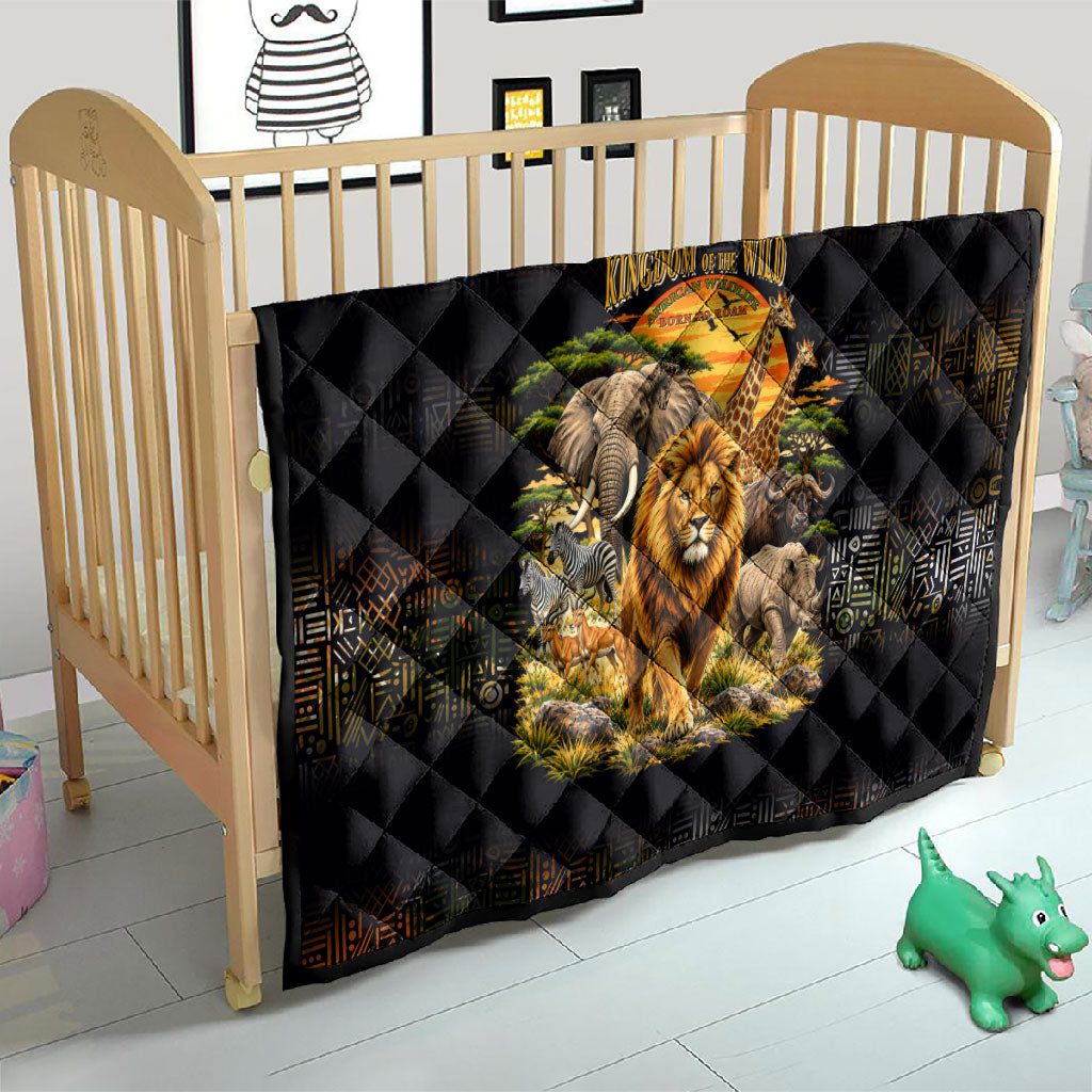 African Wildlife Heart Quilt Safari Sunset Lion Elephant Giraffe Tribal Pattern