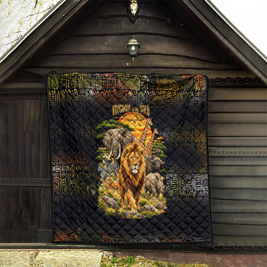 African Wildlife Heart Quilt Safari Sunset Lion Elephant Giraffe Tribal Pattern