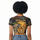 African Wildlife Heart Raglan Cropped T shirt Safari Sunset Lion Elephant Giraffe Tribal Pattern