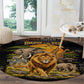 African Wildlife Heart Round Carpet Safari Sunset Lion Elephant Giraffe Tribal Pattern