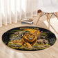 African Wildlife Heart Round Carpet Safari Sunset Lion Elephant Giraffe Tribal Pattern