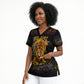 African Wildlife Heart Scrub Top Safari Sunset Lion Elephant Giraffe Tribal Pattern